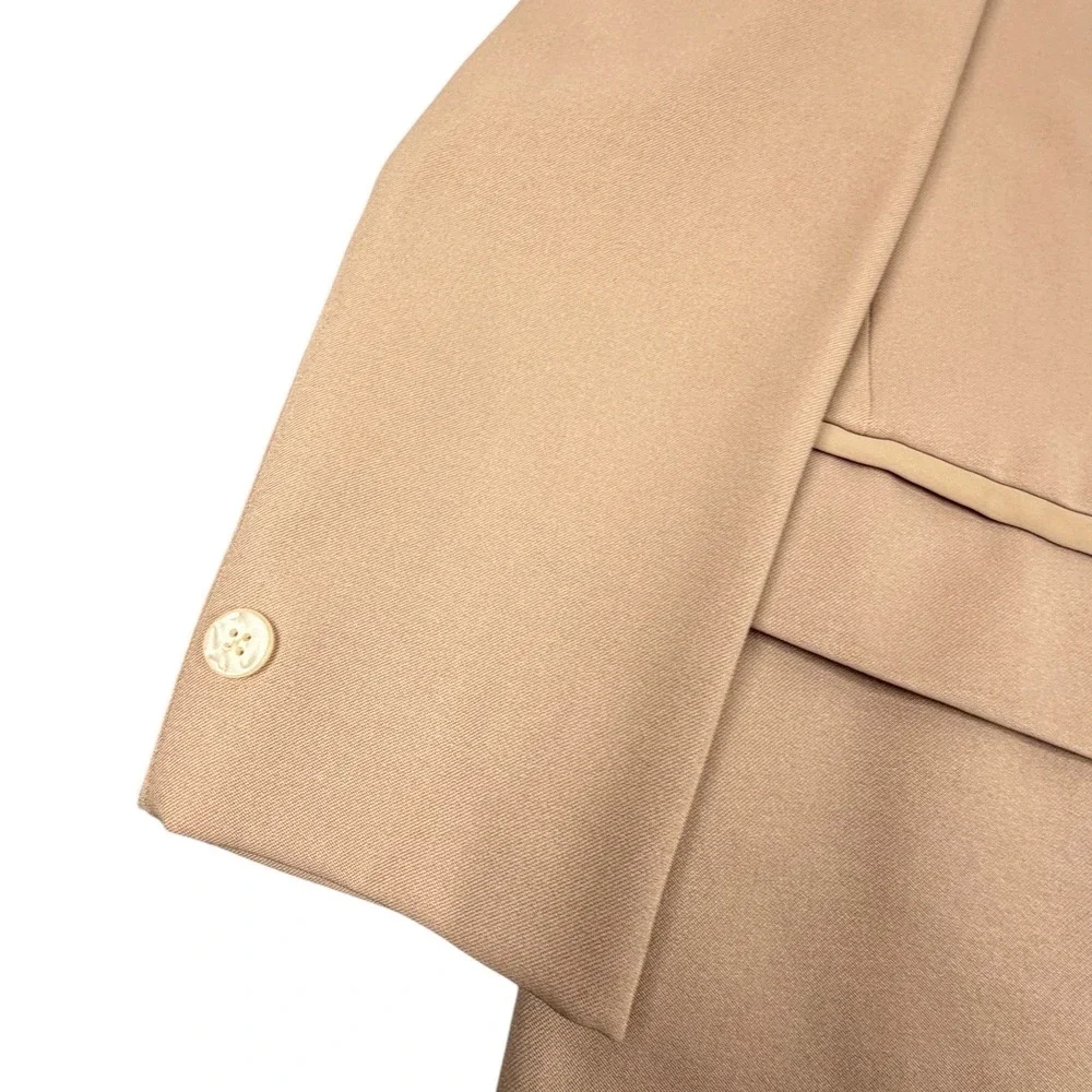 70s Palm Beach Mens Polyester 2 Piece Suit 2 Tone Tan 36S 30X37 Unhemmed Pants